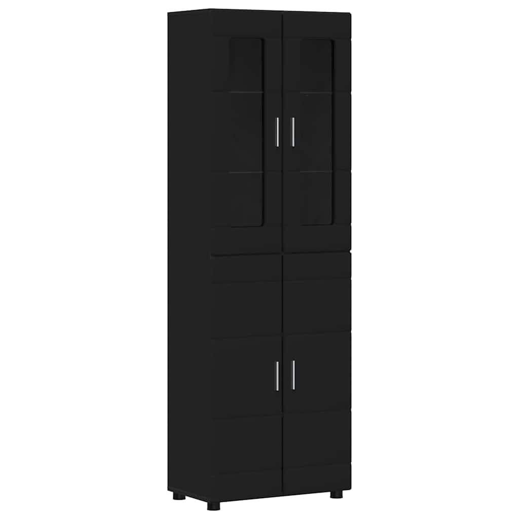 Highboard mit Tür FLORIN Schwarz 60 x 35 x 182 cm Holzwerkstoff
