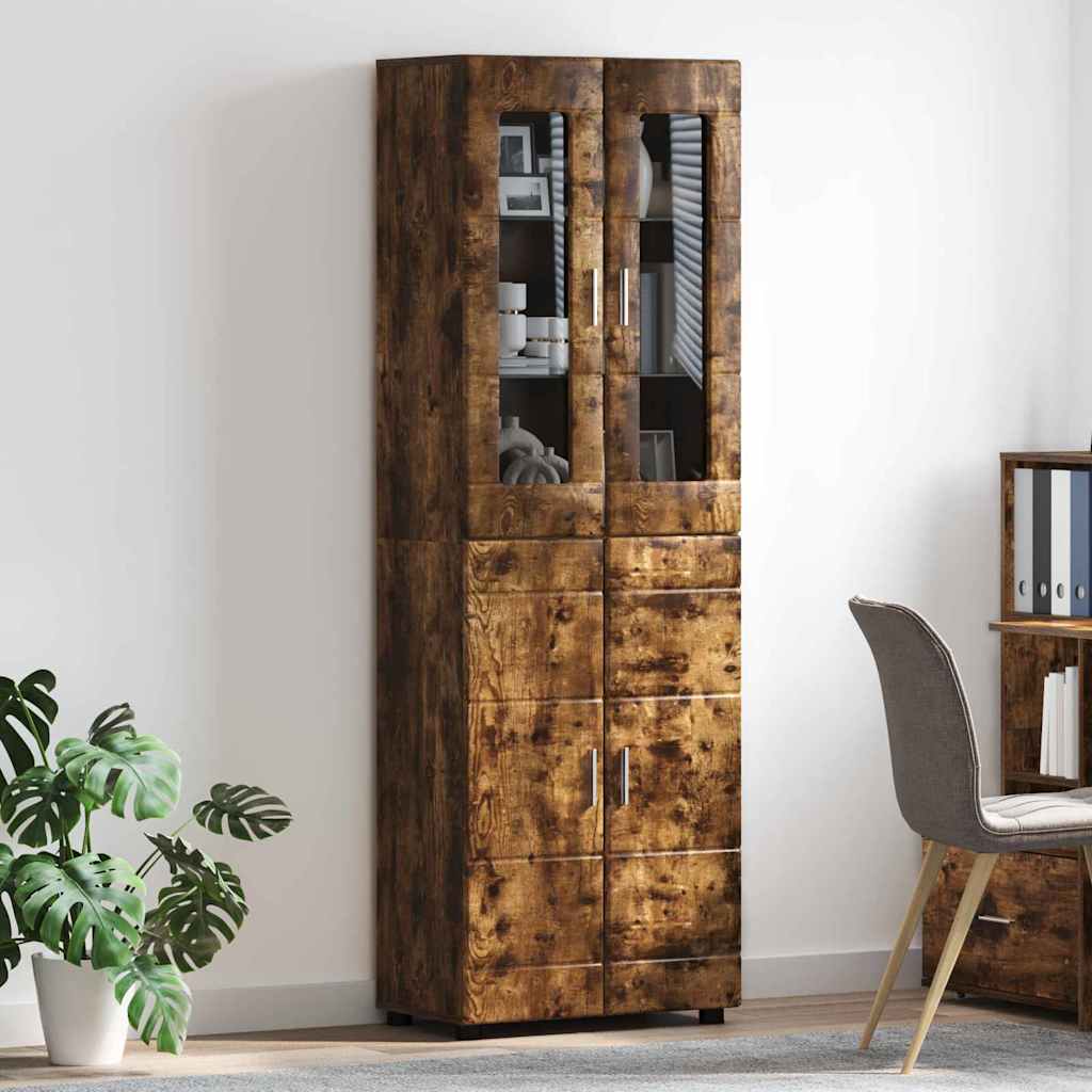 Highboard mit Regal FLORIN Geräucherte Eiche 60 x 35 x 182 cm