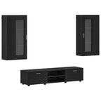 TV-Schrankset mit Schubladen FLORIN 3 pcs Schwarz Holzwerkstoff