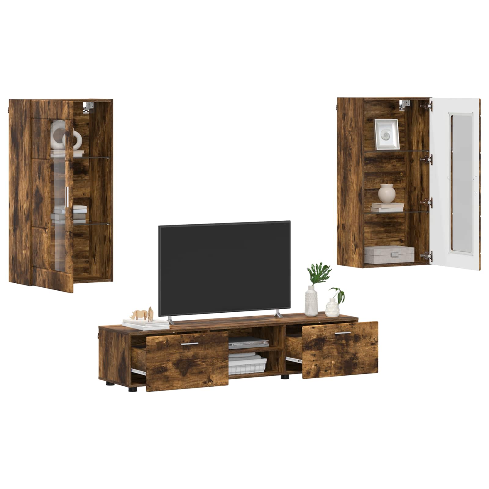 TV-Schrankset FLORIN 3 pcs Geräucherte Eiche Holzwerkstoff