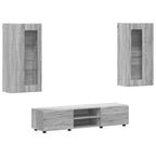 TV-Schrankset mit Tür FLORIN 3 pcs Graues Sonoma Holzwerkstoff