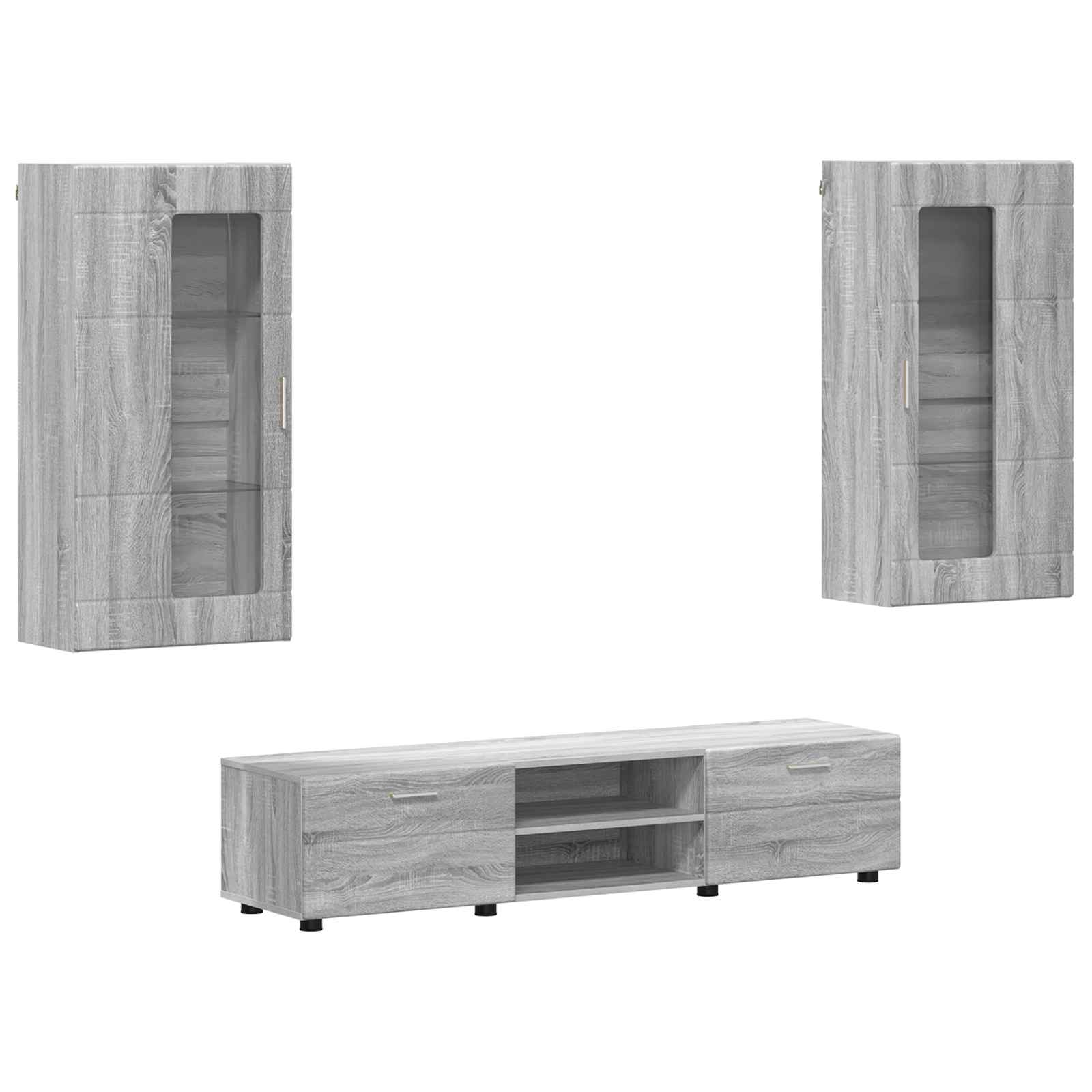 TV-Schrankset mit Tür FLORIN 3 pcs Graues Sonoma Holzwerkstoff