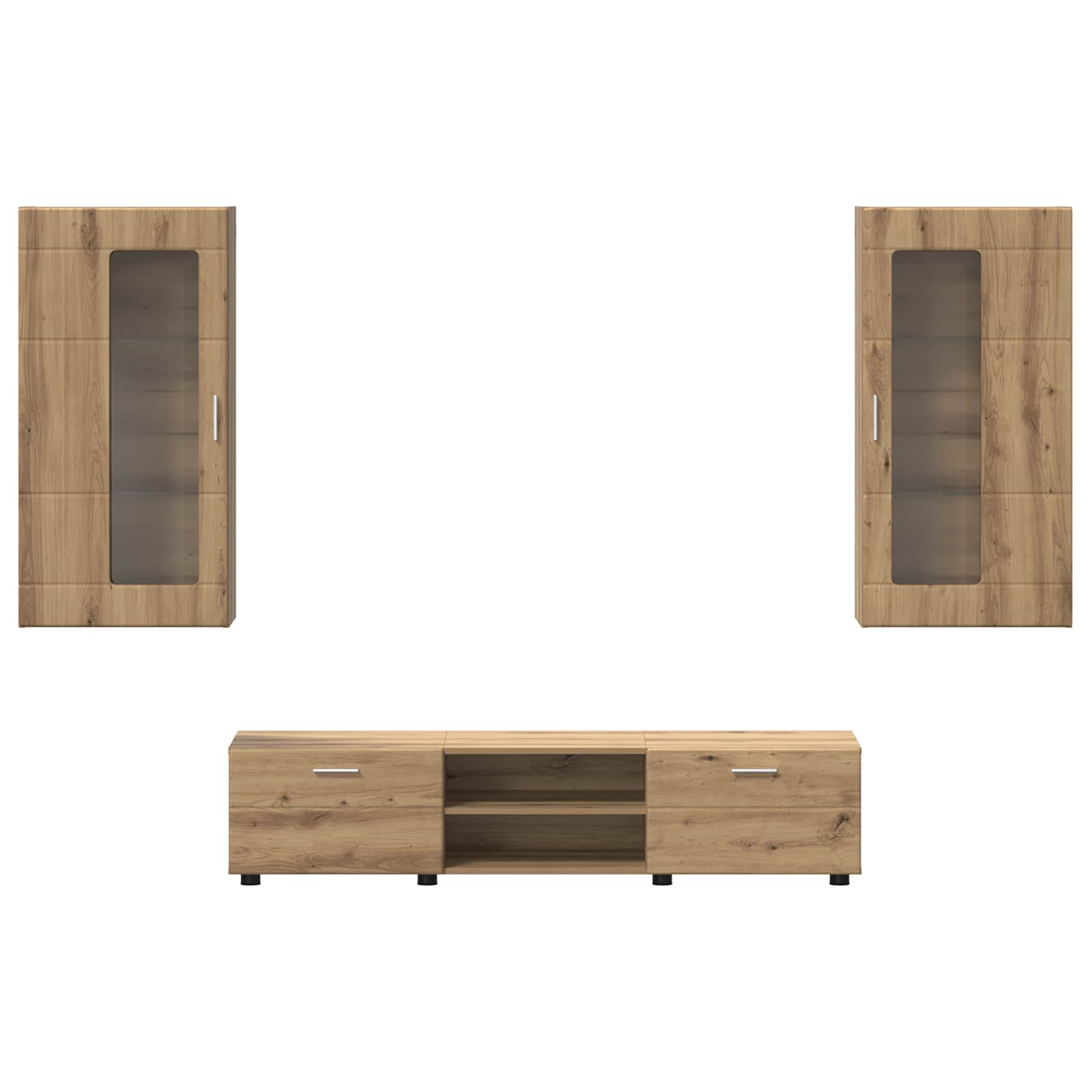 TV-Schrankset mit Tür FLORIN 3 pcs Artisan-Eiche Holzwerkstoff