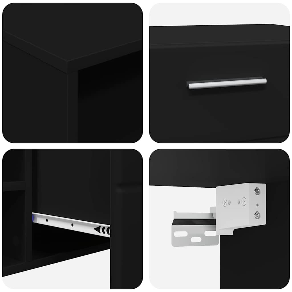 TV-Schrankset mit Schubladen FLORIN 3 pcs Schwarz Holzwerkstoff