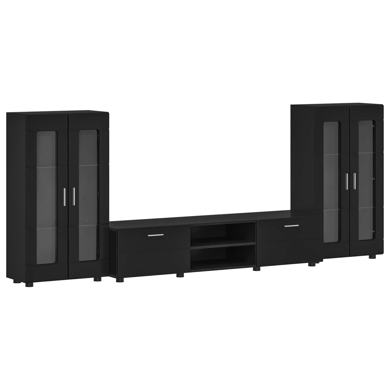 TV-Schrankset mit Schubladen FLORIN 3 pcs Schwarz Holzwerkstoff