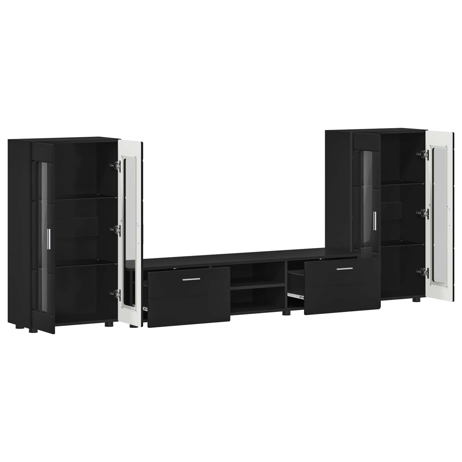 TV-Schrankset mit Schubladen FLORIN 3 pcs Schwarz Holzwerkstoff