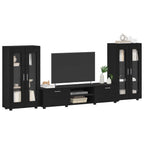 TV-Schrankset mit Schubladen FLORIN 3 pcs Schwarz Holzwerkstoff
