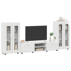 TV-Schrankset mit Tür FLORIN 3 pcs Hochglanz Weiß Holzwerkstoff