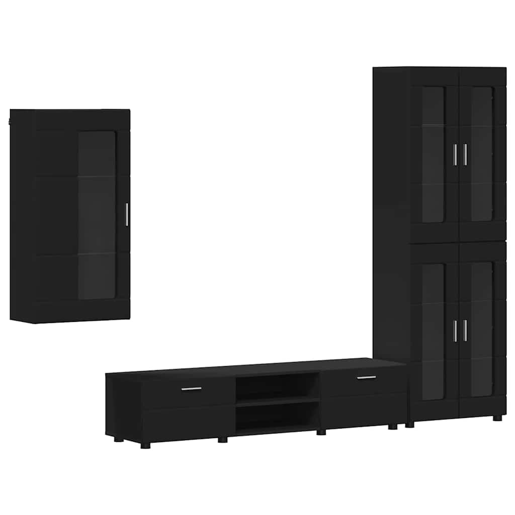 TV-Schrankset mit Schubladen FLORIN 3 pcs Schwarz Holzwerkstoff