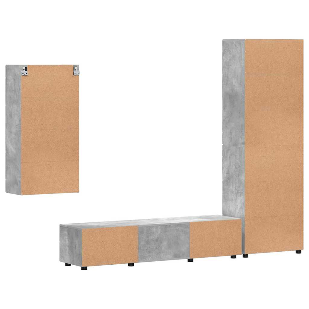 TV-Schrankset mit Regal FLORIN 3 pcs Beton Grau Holzwerkstoff
