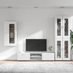 TV-Schrankset mit Tür FLORIN 3 pcs Hochglanz Weiß Holzwerkstoff