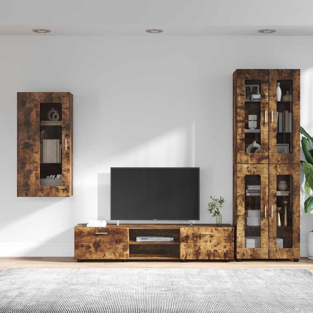 TV-Schrankset FLORIN 3 pcs Geräucherte Eiche Holzwerkstoff
