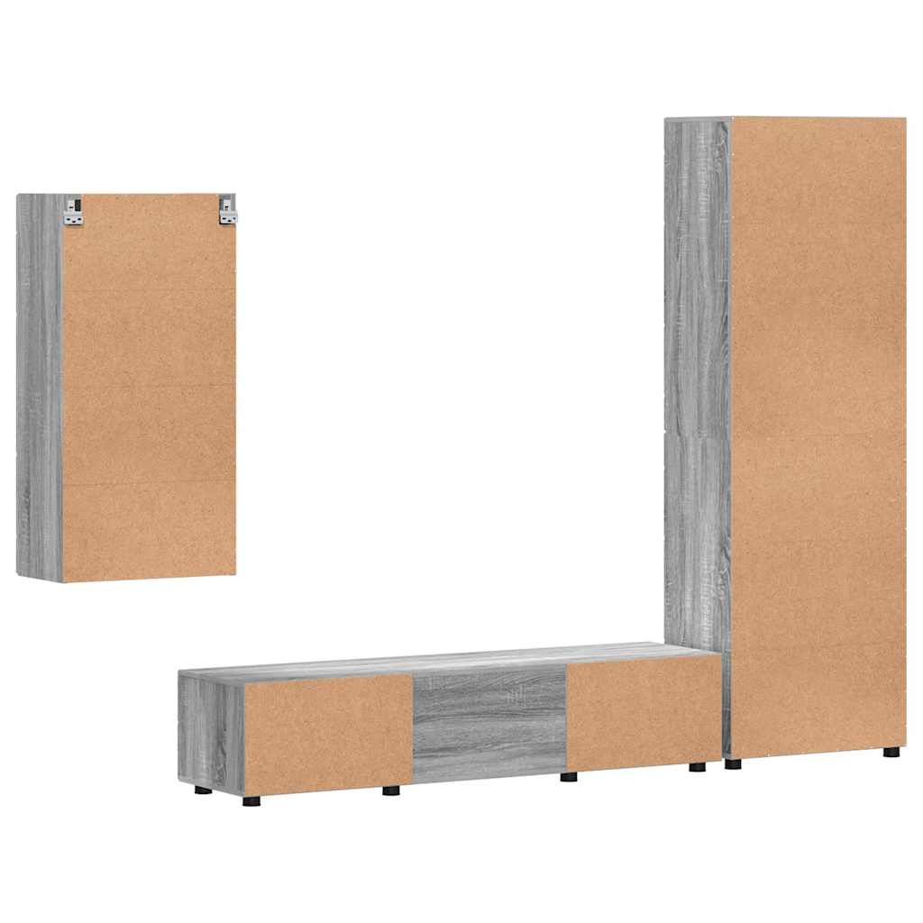 TV-Schrankset mit Tür FLORIN 3 pcs Graues Sonoma Holzwerkstoff