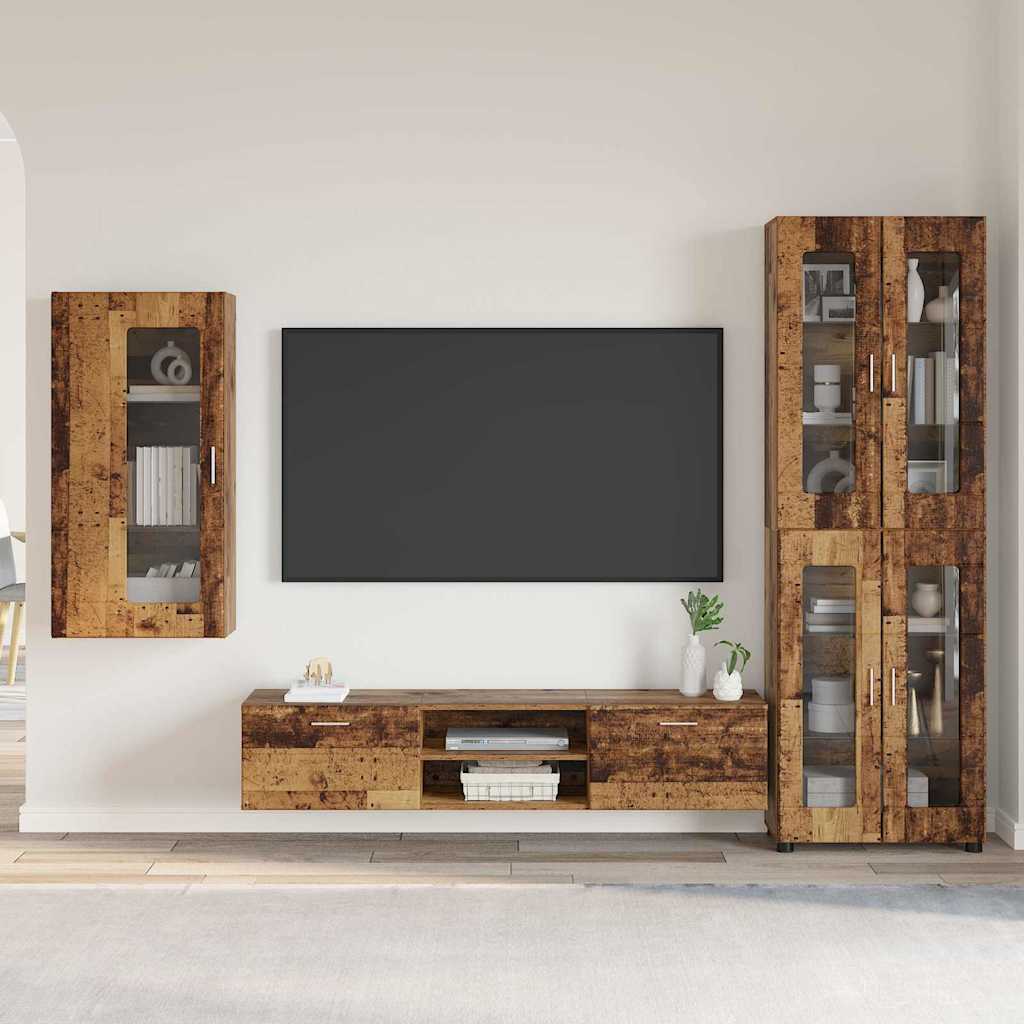 TV-Schrankset mit Schubladen FLORIN 3 pcs Altholz Holzwerkstoff