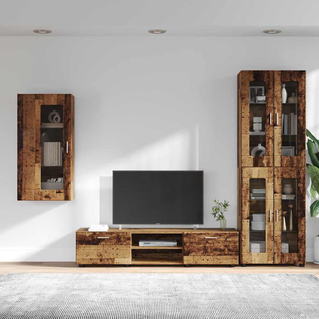 TV-Schrankset mit Schubladen FLORIN 3 pcs Altholz Holzwerkstoff