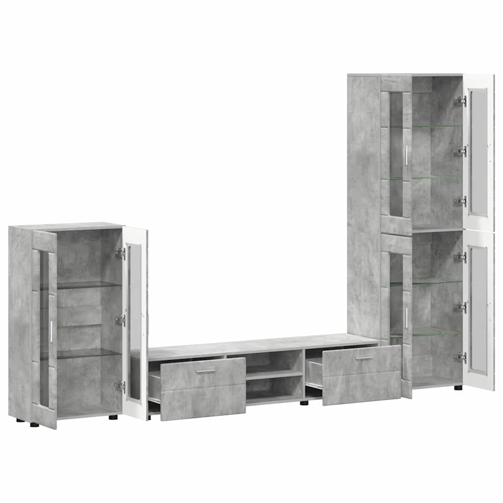 TV-Schrankset mit Regal FLORIN 3 pcs Beton Grau Holzwerkstoff