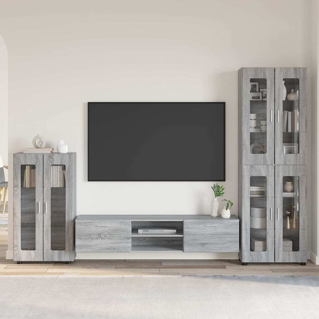 TV-Schrankset mit Tür FLORIN 3 pcs Graues Sonoma Holzwerkstoff
