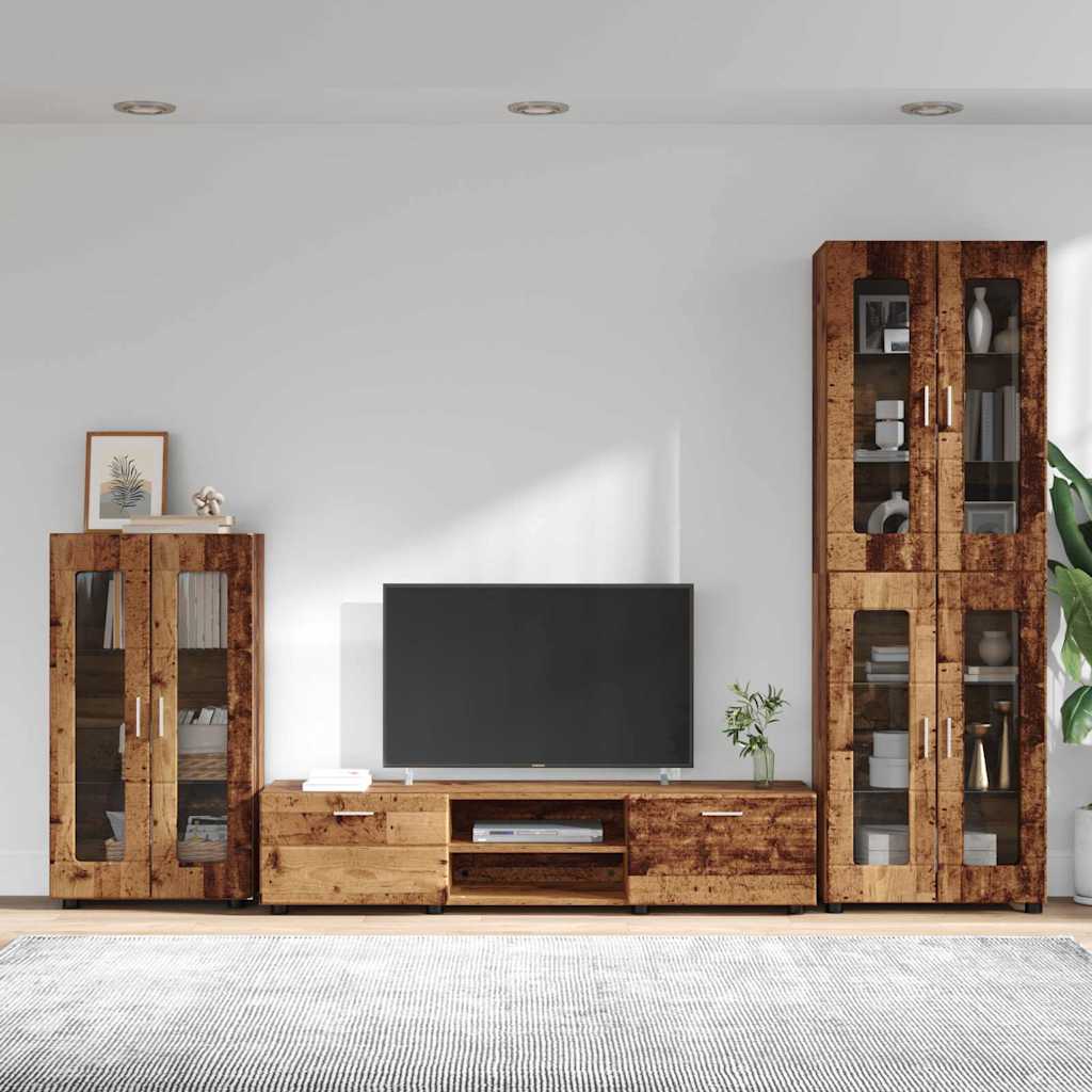 TV-Schrankset mit Schubladen FLORIN 3 pcs Altholz Holzwerkstoff