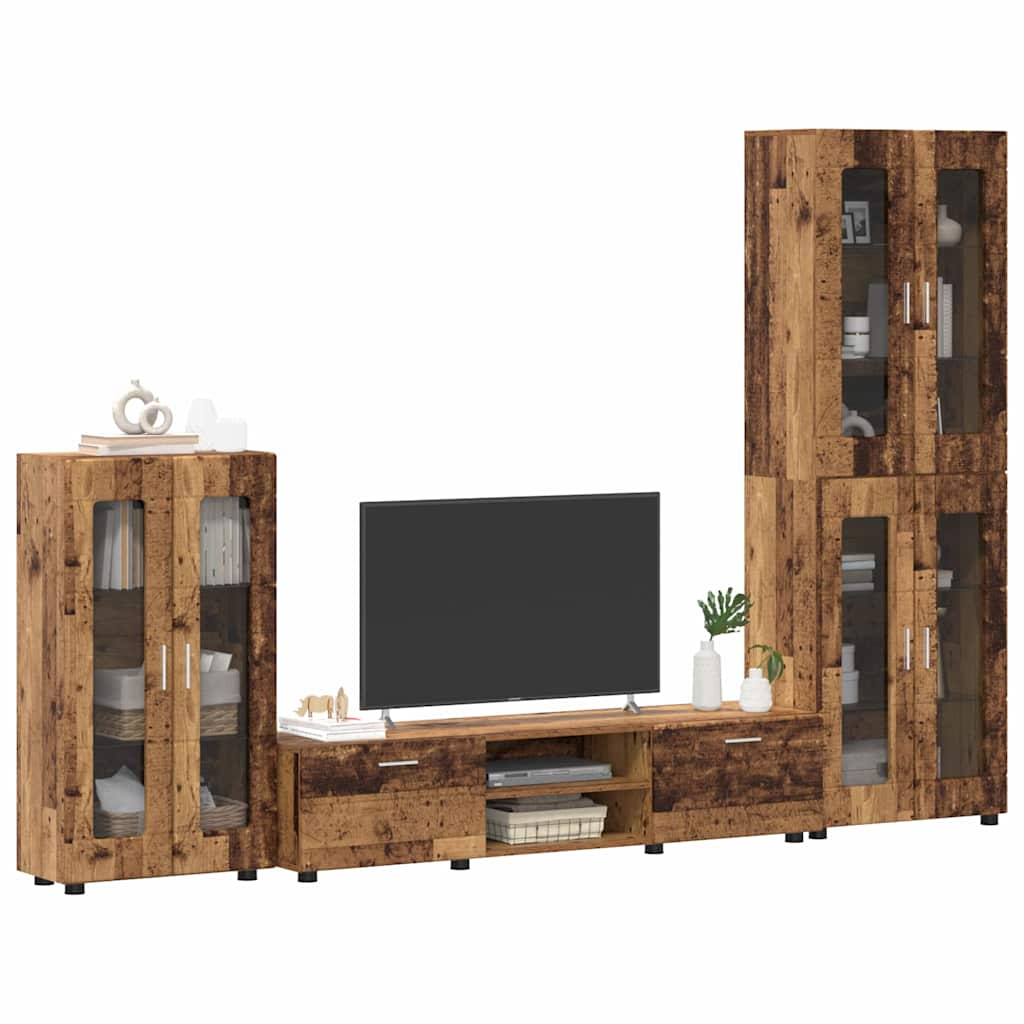 TV-Schrankset mit Schubladen FLORIN 3 pcs Altholz Holzwerkstoff
