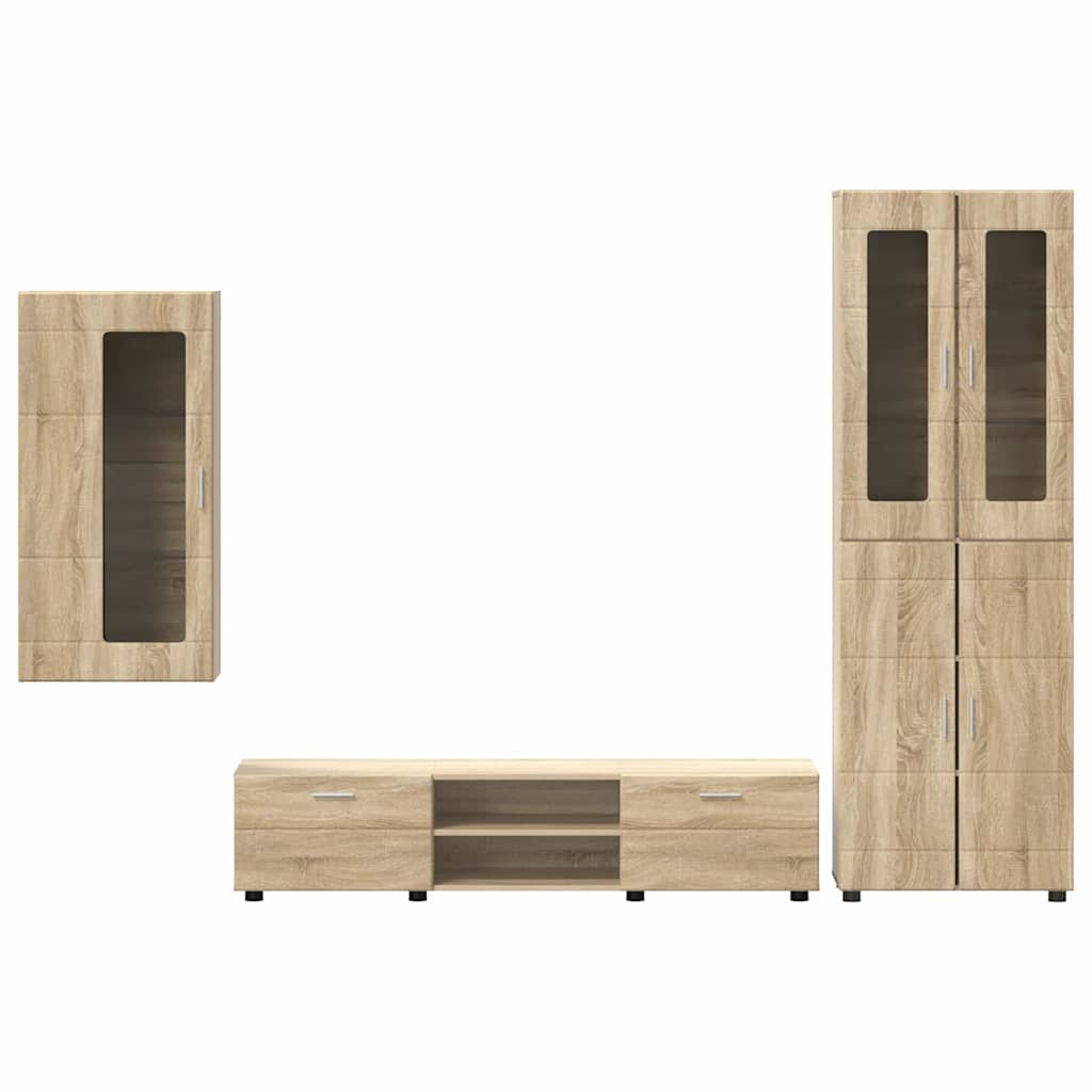 TV-Schrankset mit Regal FLORIN 3 pcs Sonoma-Eiche Holzwerkstoff