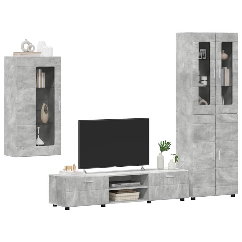 TV-Schrankset mit Regal FLORIN 3 pcs Beton Grau Holzwerkstoff