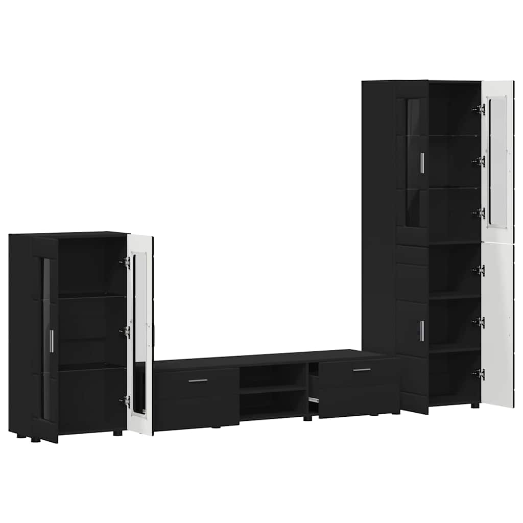 TV-Schrankset mit Schubladen FLORIN 3 pcs Schwarz Holzwerkstoff