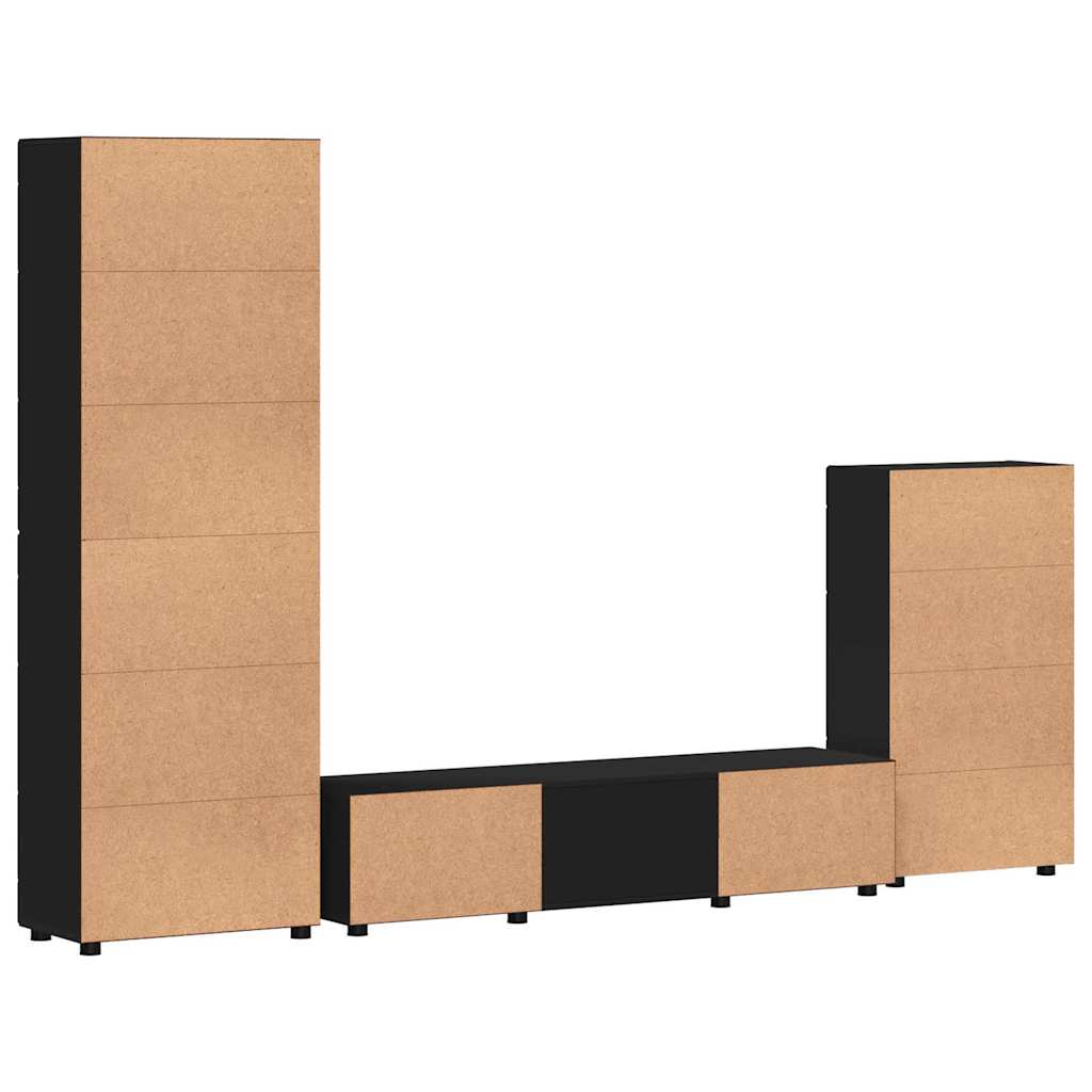 TV-Schrankset mit Schubladen FLORIN 3 pcs Schwarz Holzwerkstoff