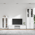 TV-Schrankset mit Tür FLORIN 3 pcs Hochglanz Weiß Holzwerkstoff