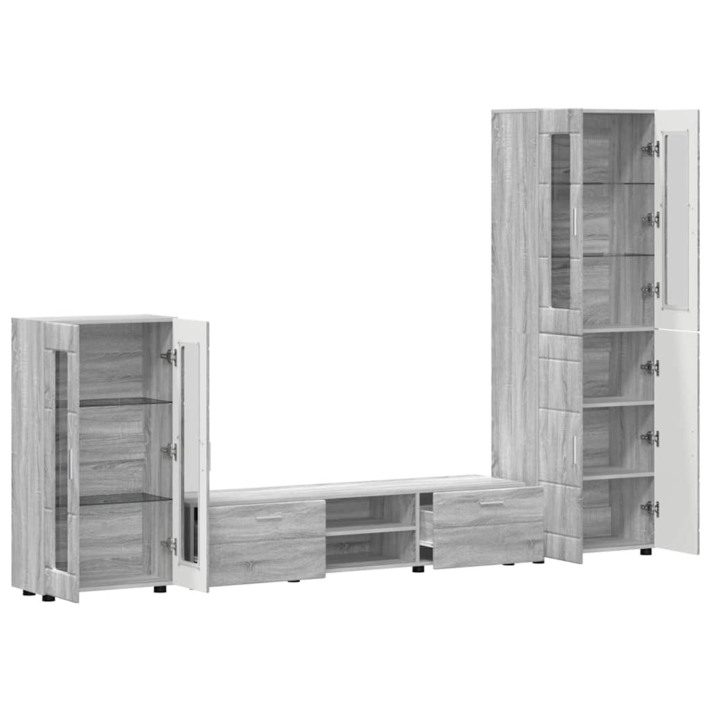 TV-Schrankset mit Tür FLORIN 3 pcs Graues Sonoma Holzwerkstoff