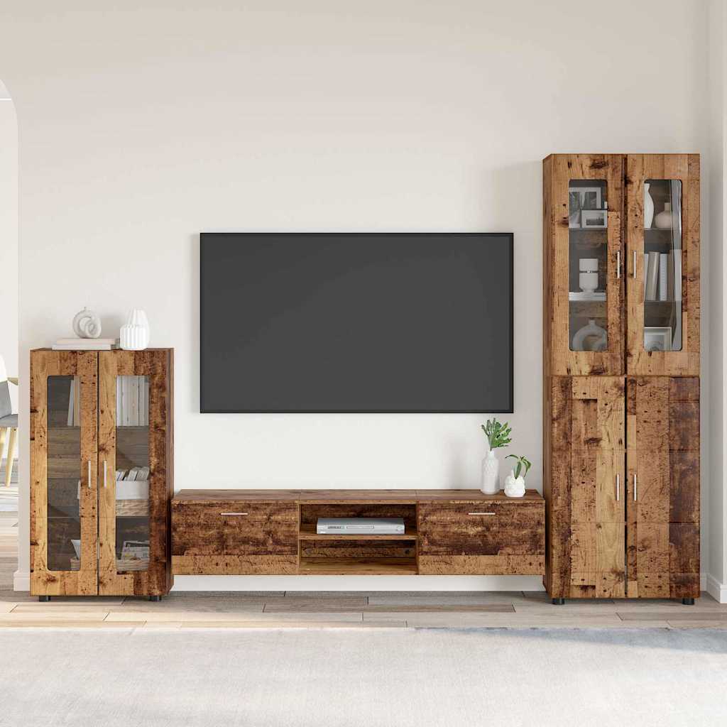 TV-Schrankset mit Schubladen FLORIN 3 pcs Altholz Holzwerkstoff