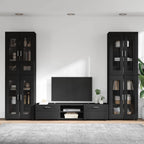 TV-Schrankset mit Schubladen FLORIN 3 pcs Schwarz Holzwerkstoff