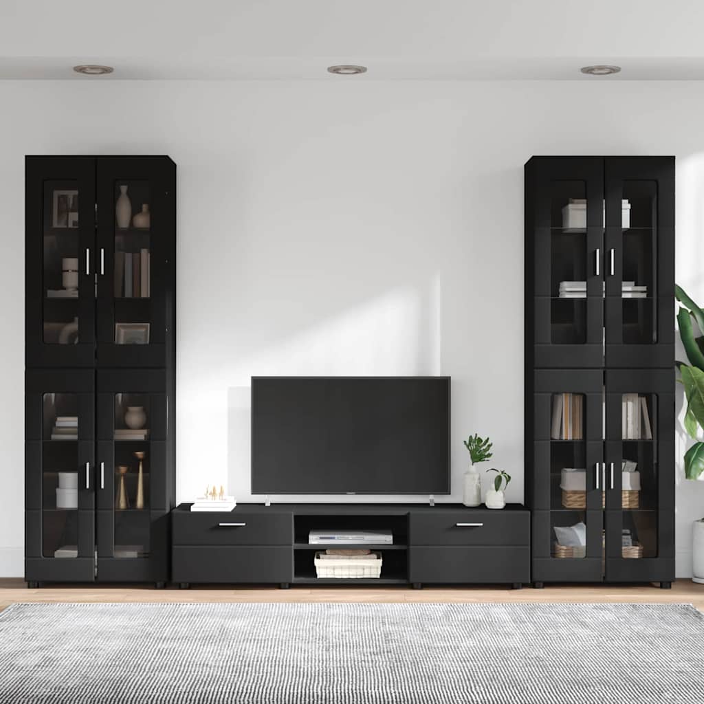 TV-Schrankset mit Schubladen FLORIN 3 pcs Schwarz Holzwerkstoff