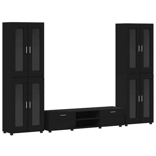 TV-Schrankset mit Schubladen FLORIN 3 pcs Schwarz Holzwerkstoff