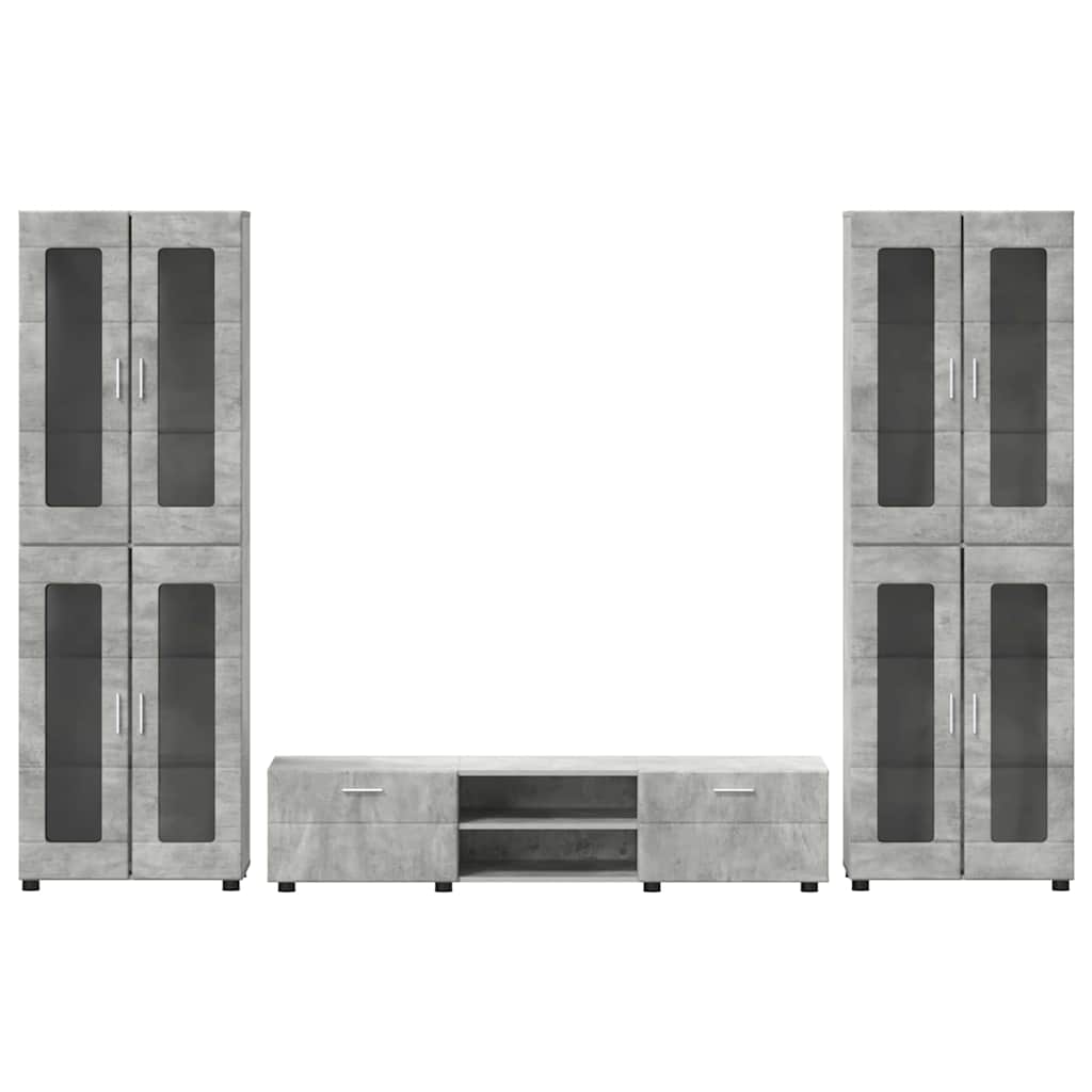 TV-Schrankset mit Regal FLORIN 3 pcs Beton Grau Holzwerkstoff