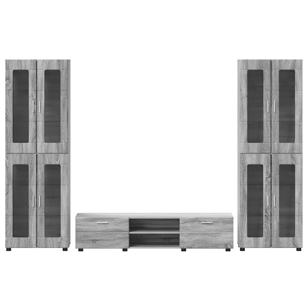 TV-Schrankset mit Tür FLORIN 3 pcs Graues Sonoma Holzwerkstoff