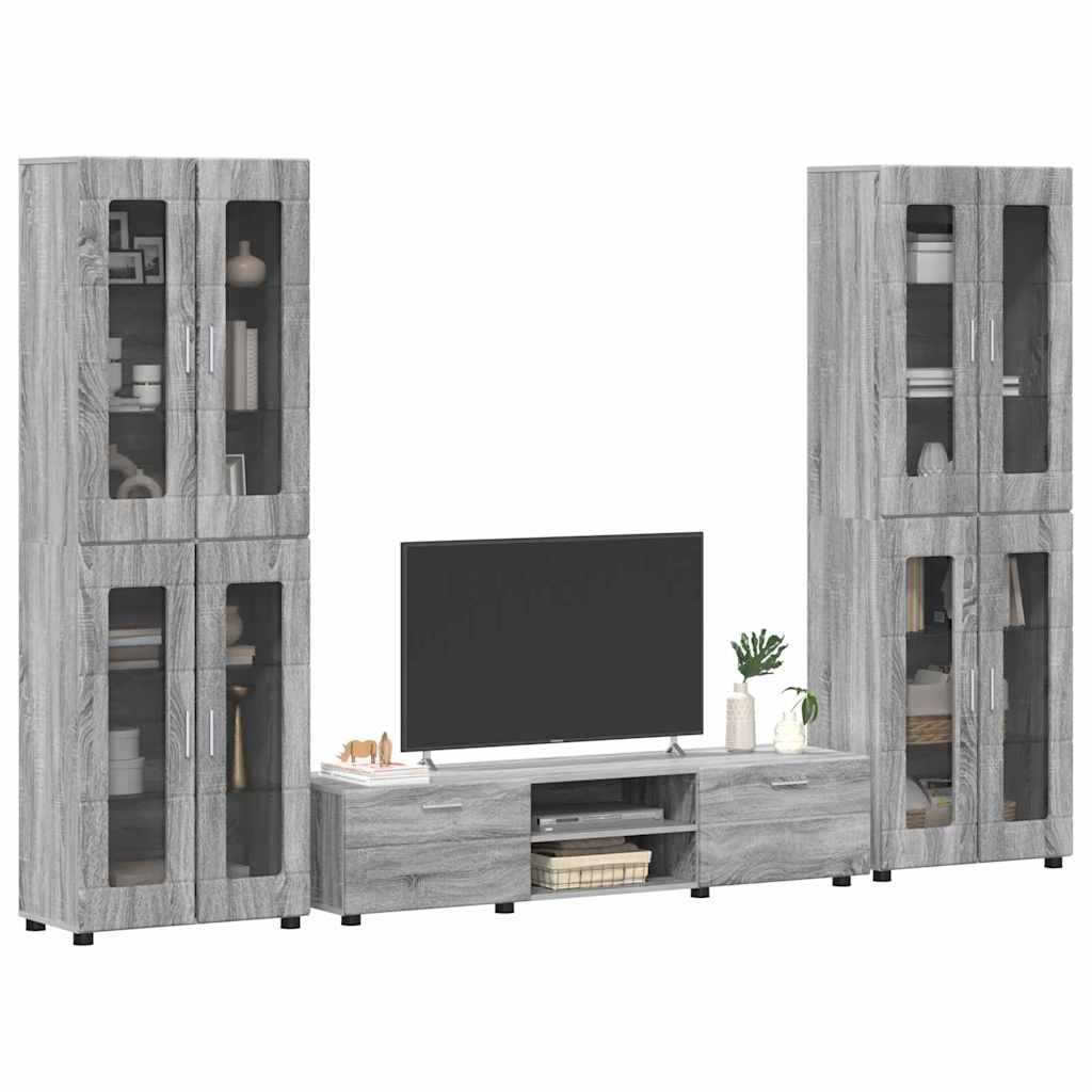 TV-Schrankset mit Tür FLORIN 3 pcs Graues Sonoma Holzwerkstoff