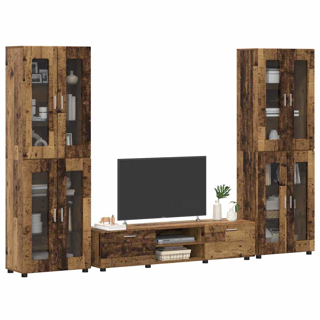 TV-Schrankset mit Schubladen FLORIN 3 pcs Altholz Holzwerkstoff