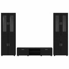 TV-Schrankset mit Schubladen FLORIN 3 pcs Schwarz Holzwerkstoff