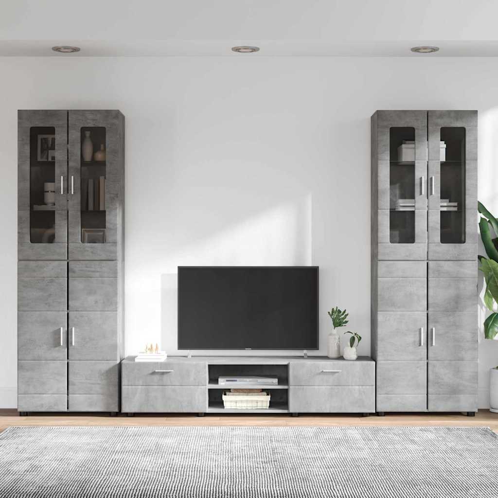 TV-Schrankset mit Regal FLORIN 3 pcs Beton Grau Holzwerkstoff