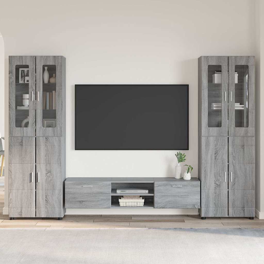 TV-Schrankset mit Tür FLORIN 3 pcs Graues Sonoma Holzwerkstoff