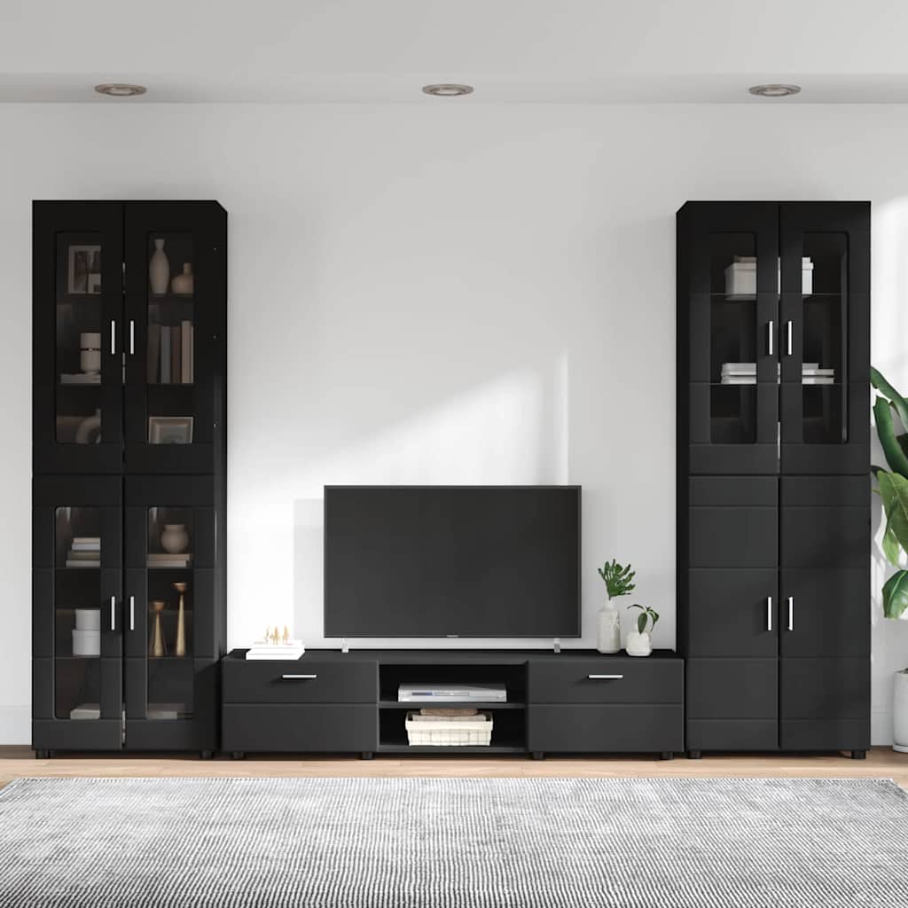 TV-Schrankset mit Schubladen FLORIN 3 pcs Schwarz Holzwerkstoff