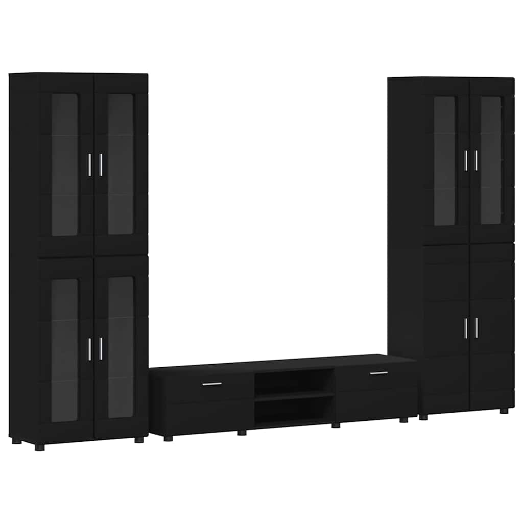 TV-Schrankset mit Schubladen FLORIN 3 pcs Schwarz Holzwerkstoff