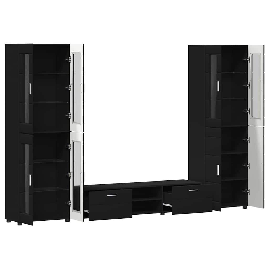 TV-Schrankset mit Schubladen FLORIN 3 pcs Schwarz Holzwerkstoff
