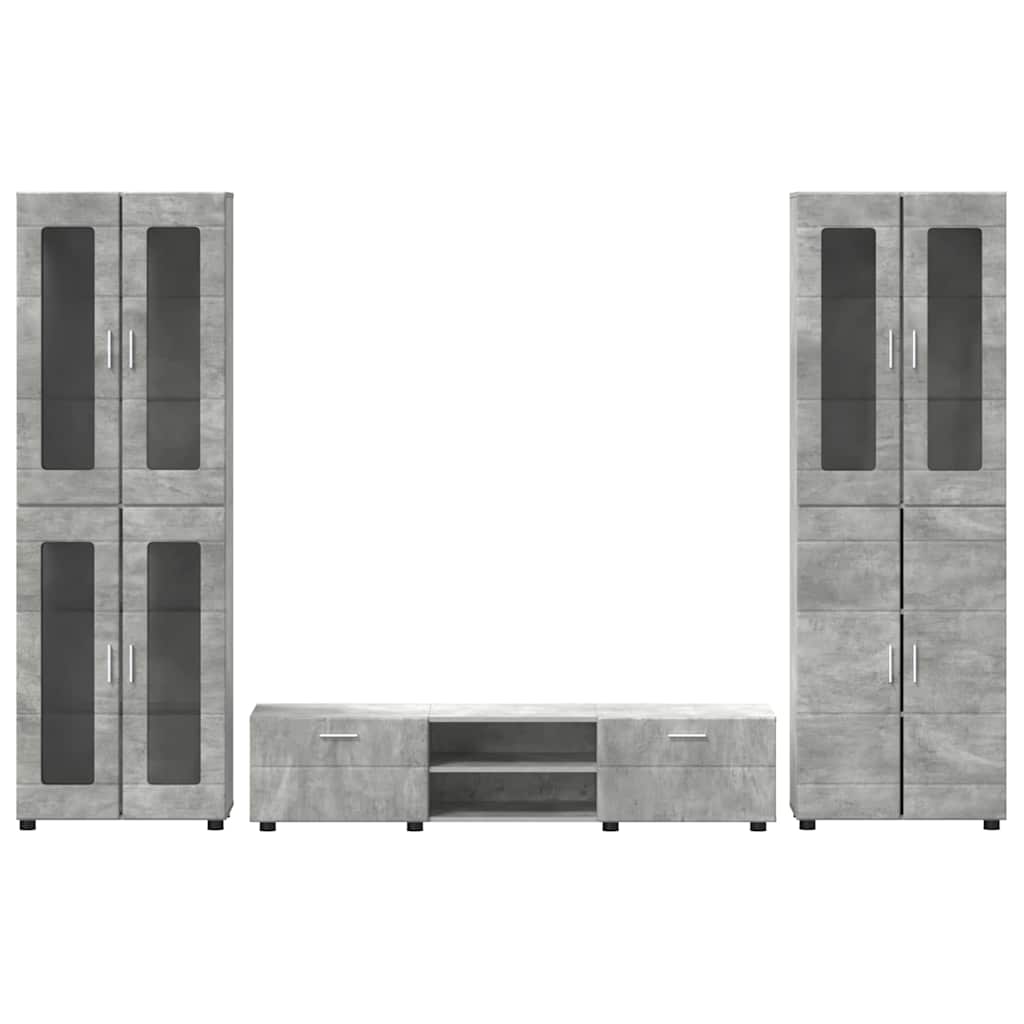 TV-Schrankset mit Regal FLORIN 3 pcs Beton Grau Holzwerkstoff