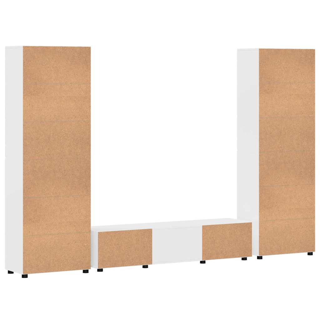 TV-Schrankset mit Tür FLORIN 3 pcs Hochglanz Weiß Holzwerkstoff