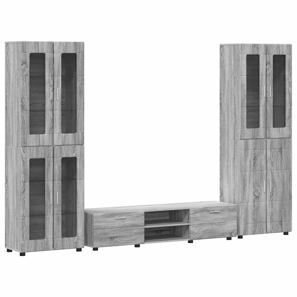 TV-Schrankset mit Tür FLORIN 3 pcs Graues Sonoma Holzwerkstoff