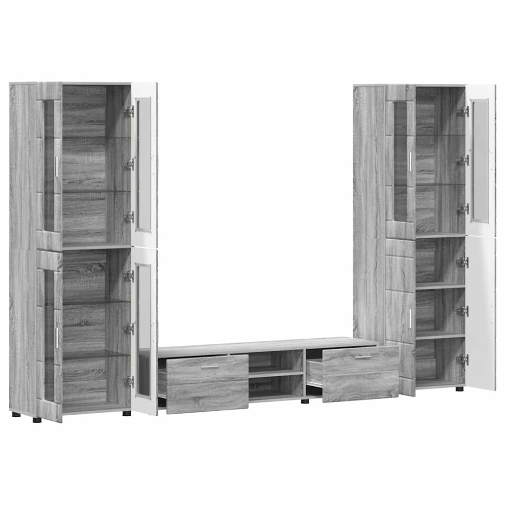 TV-Schrankset mit Tür FLORIN 3 pcs Graues Sonoma Holzwerkstoff