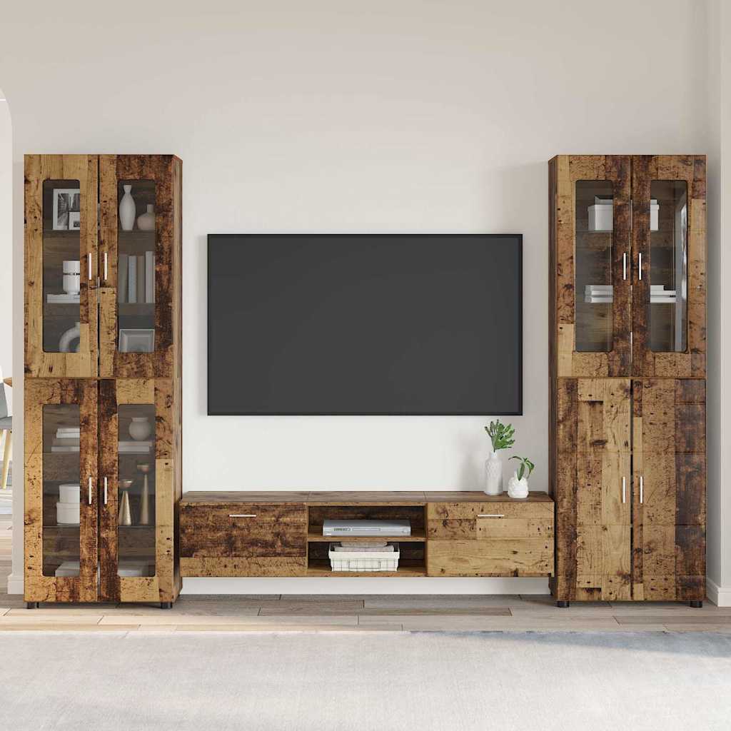 TV-Schrankset mit Schubladen FLORIN 3 pcs Altholz Holzwerkstoff