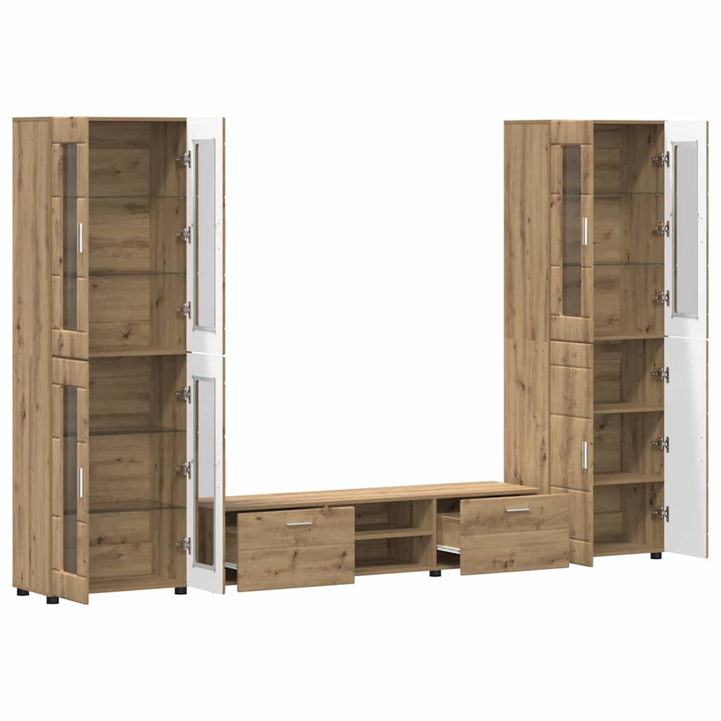TV-Schrankset mit Tür FLORIN 3 pcs Artisan-Eiche Holzwerkstoff