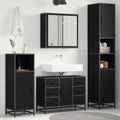 Badezimmermöbel-Set 4 pcs Schwarz Eichen-Optik Holzwerkstoff